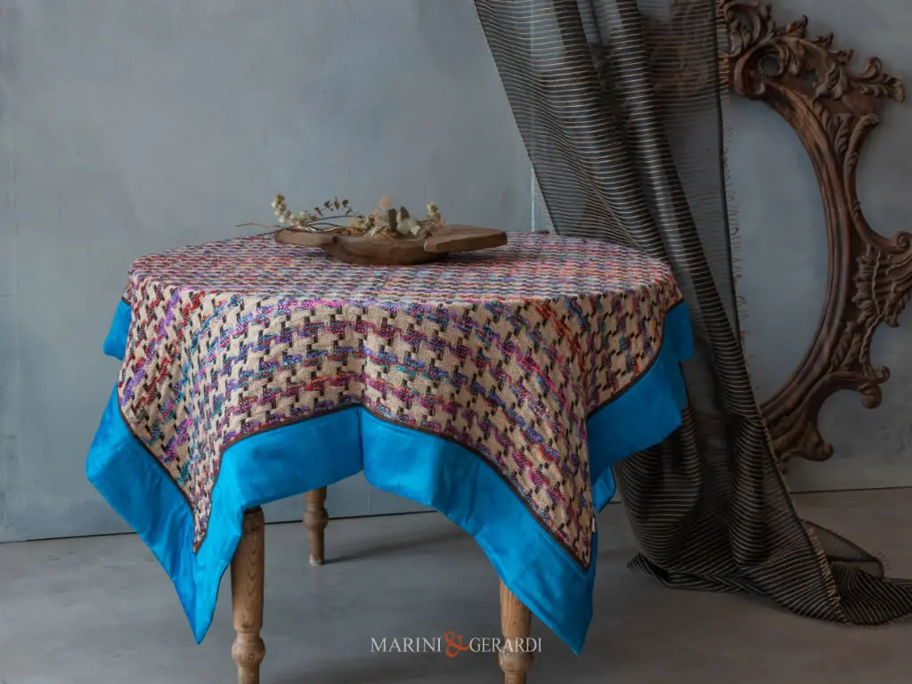 Copritavola In Seta Come Centrotavola Bordo In Shantung Turchese