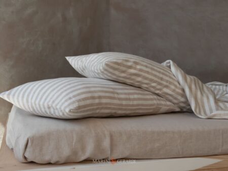 SAHARA - Federe Cuscini letto a righe In. puro Lino