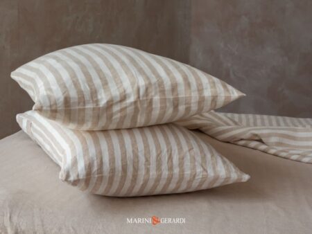 Federe Cuscini Letto Matrimoniale In Lino Lenzuola Sotto Cappuccino Sahara