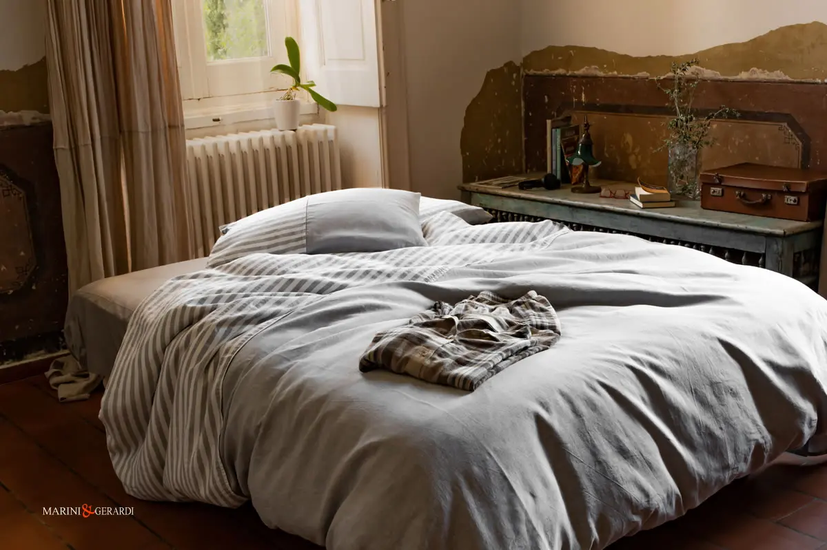 VIENNA SET lenzuola letto singolo una piazza mezza in lino a righe