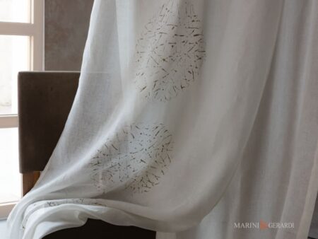 Tenda Elegante In Lino Doppio Pannello Disegno A Cerchi Con Trasparenze - Marini & Gerardi