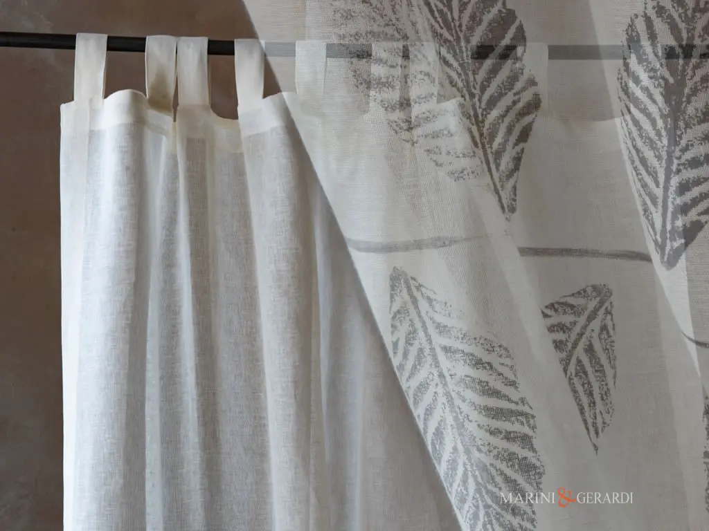 NOA (MINI) - Tenda Moderna in Lino con Foglie - Tendine di Lino a vetro moderne