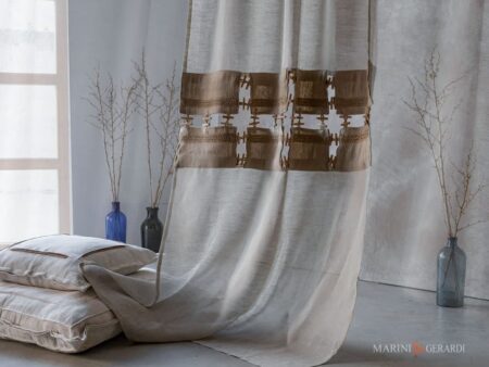 Tenda lino canapone shabby chic con cuscinoni arredo