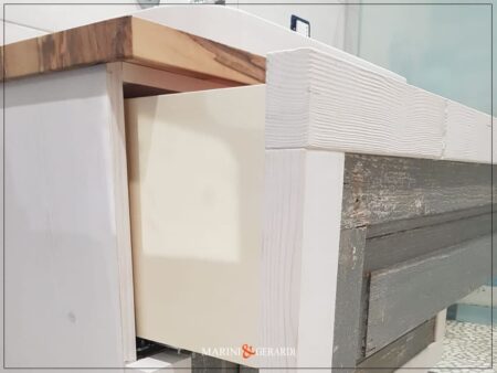 cassettiera bagno con anta vecchia shabby chic apertura