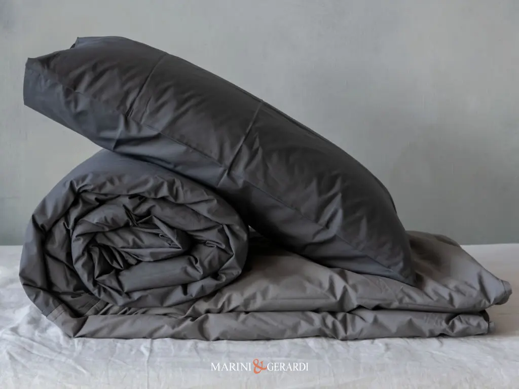 copripiumino cotone matrimoniale federe cuscini Polvere + Grigio Selce