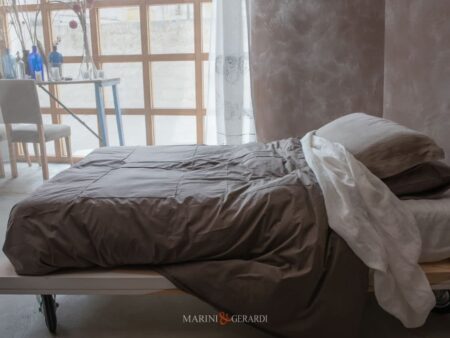 Copripiumino Letto In Puro Cotone Noce 220 Fili Design Olimpia