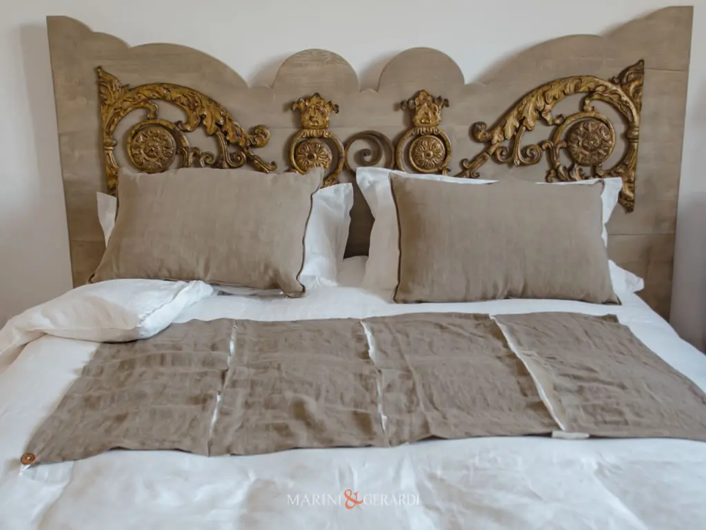 INFINITO 2 copripiumino con applicazione lino grezzo rustico naturale