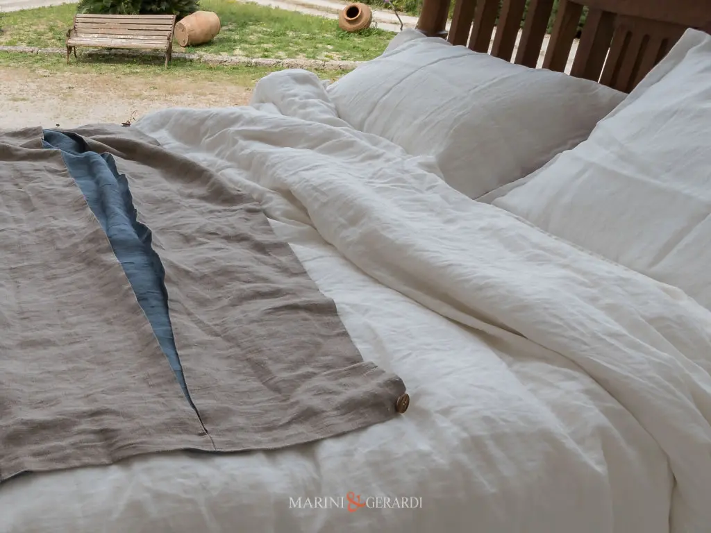 infinito moderno copripiumino matrimoniale puro lino stropicciato bianco lino grezzo naturale
