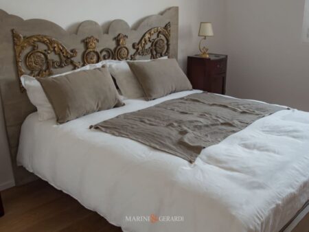 sacco copripiumino matrimoniale lino stropicciato base bianca