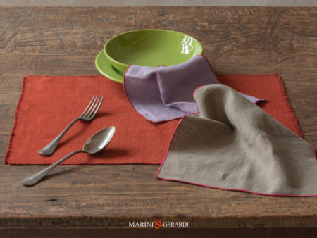 set tovagliette americane in yuta arancione con tovaglioli