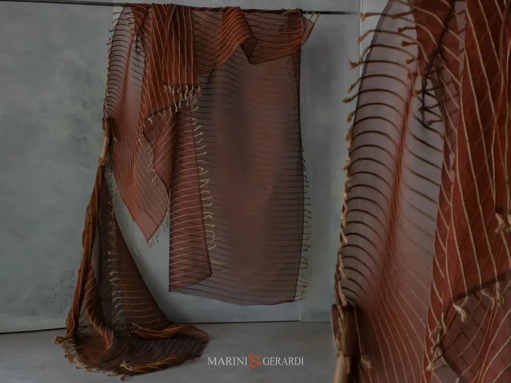 Tenda Organza In Seta Ruggine Solaria