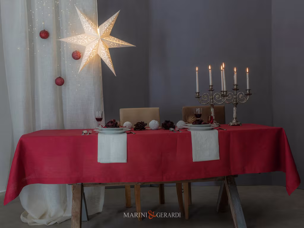 Tovaglia Di Natale In Lino Rosso 2021