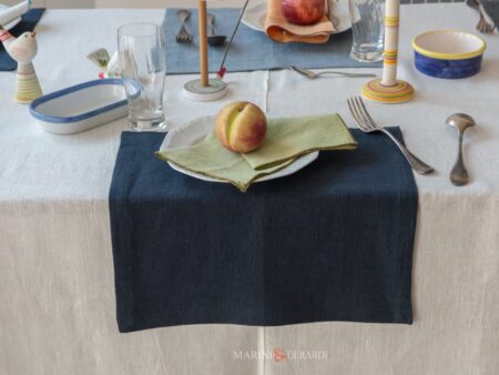 Tovaglioli blu tovagliette colazione in lino colorate