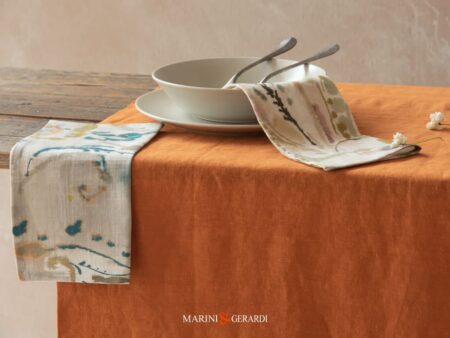 tovaglioli design fiori in astratto runner tavolo elegante in lino parioli