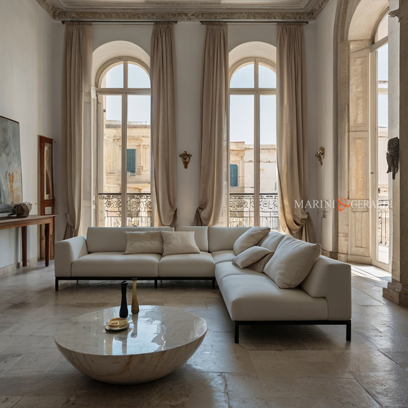 Doppie tende per interni eleganti moderne in lino