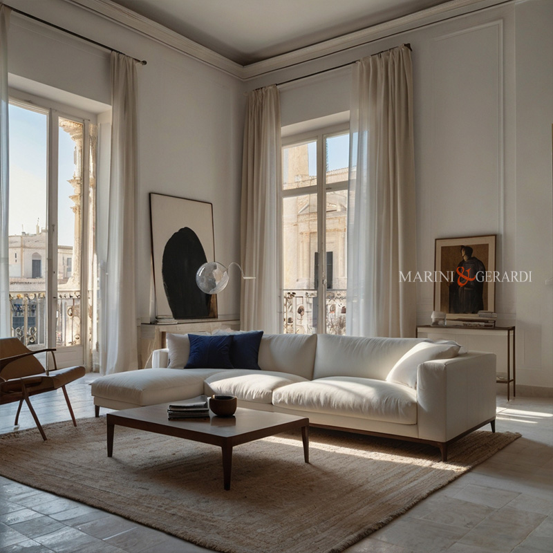 Tende online per interni soggiorno tessuti in lino moderni e di tradizione