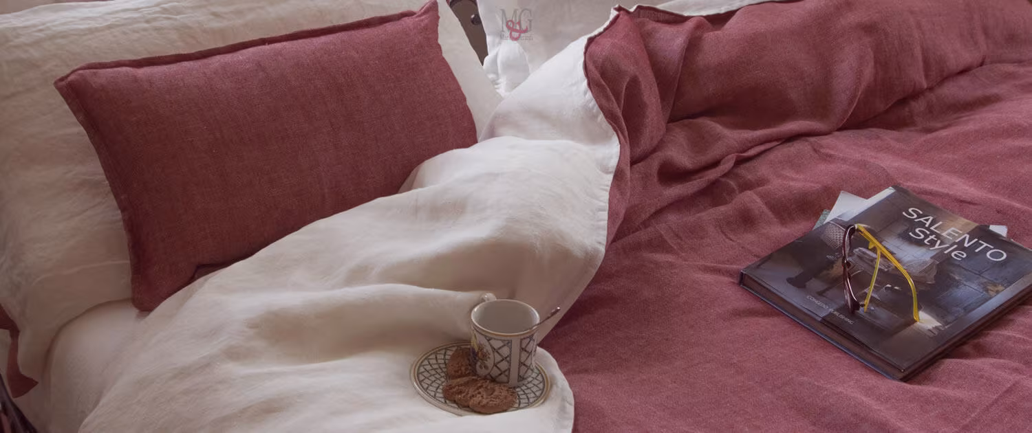 biancheria casa in lino collezione salento style in melograno