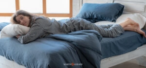 biancheria letto in lino lavato blu navy