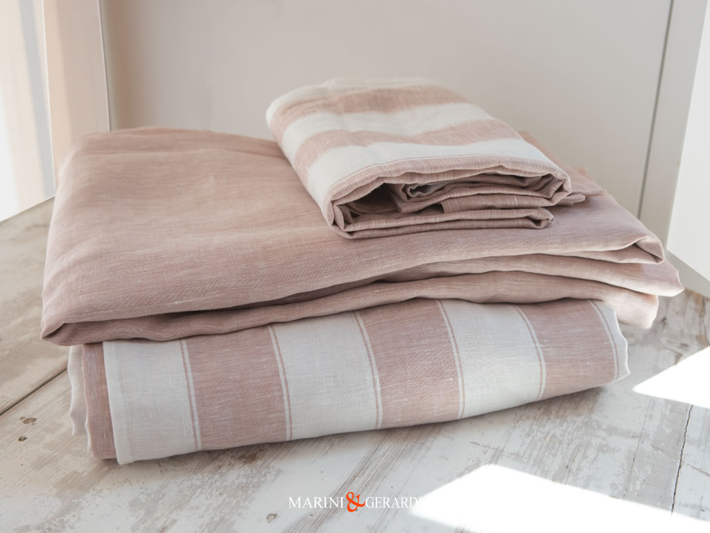 biancheria letto matrimoniale in lino vino rose alta qualita