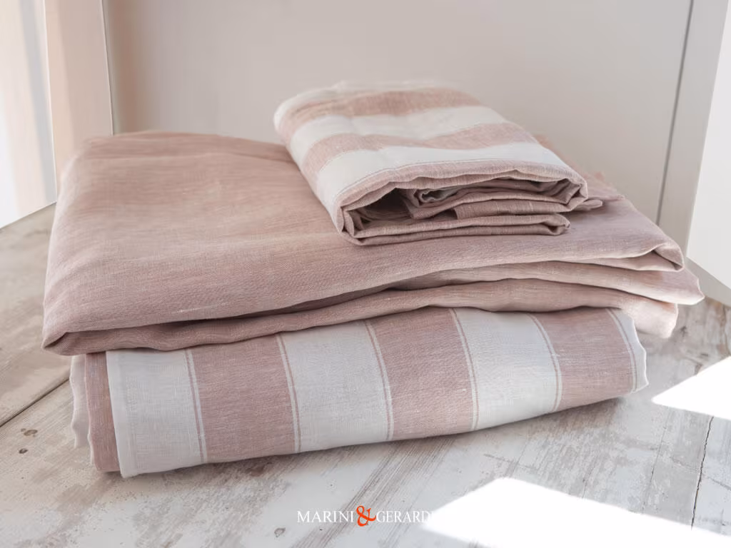 biancheria letto matrimoniale in lino vino rose alta qualita