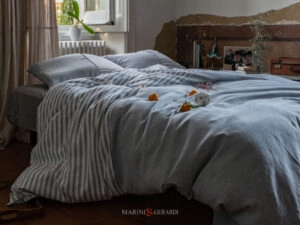 completo copripiumino matrimoniale lino tessuto in cotone