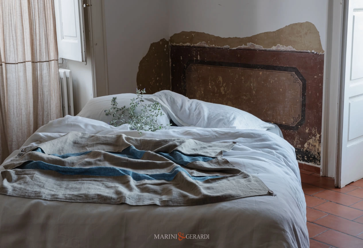 completo sacco copripiumino matrimoniale in lino con patella