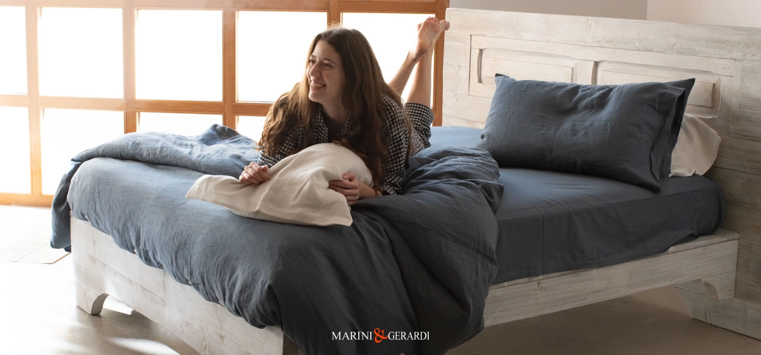 copripiumini letto singolo in lino matrimoniale blu navy