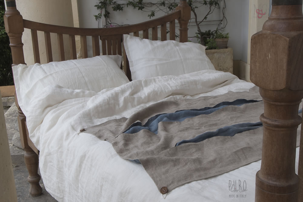 copripiumino matrimoniale infinito in lino stropicciato italiano