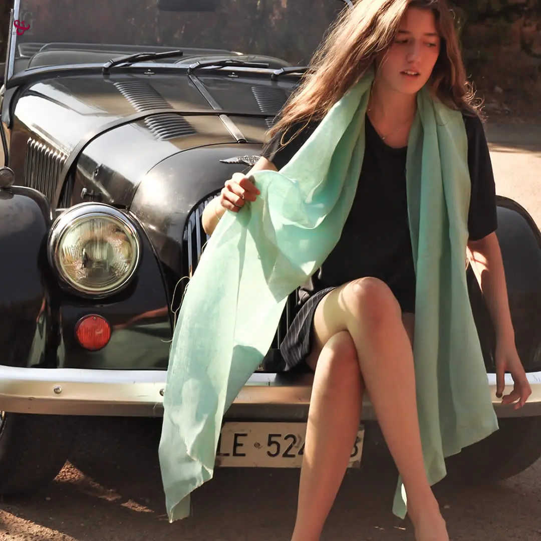 foulard uomo sciarpe in lino verde donna