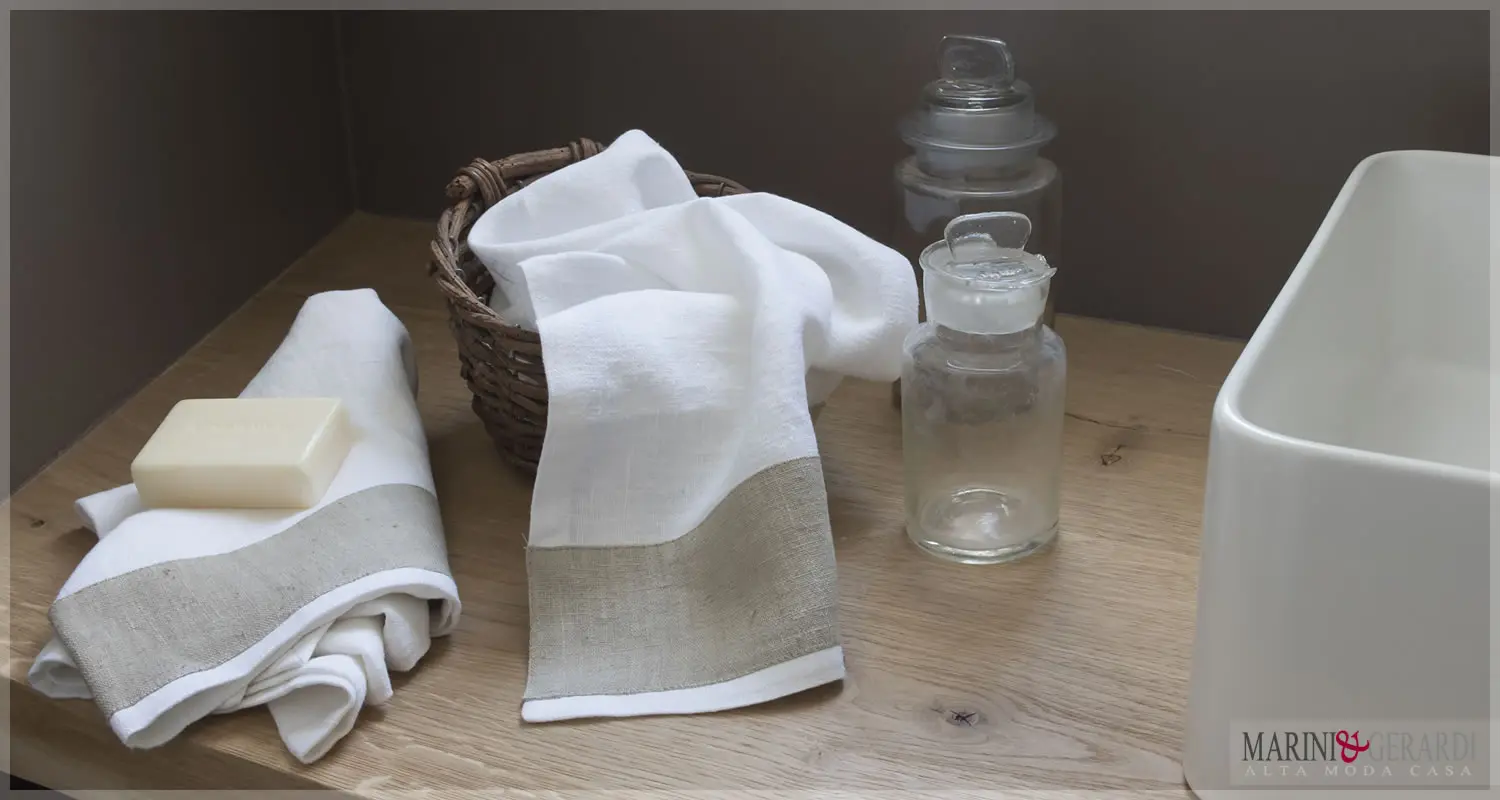 lavamani asciugamani bidet in lino panna