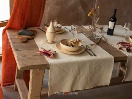 runner lino per mobili antichi bianco naturale