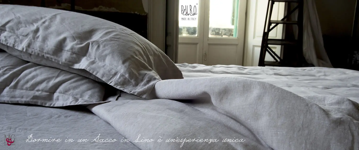 Sacco copripiumino matrimoniale con patella in lino su misura