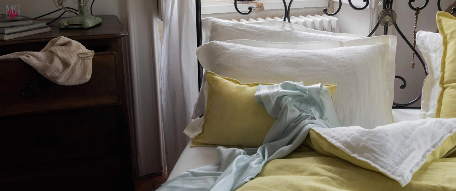 sacco copripiumino una piazza e mezza lino giallo doubleface