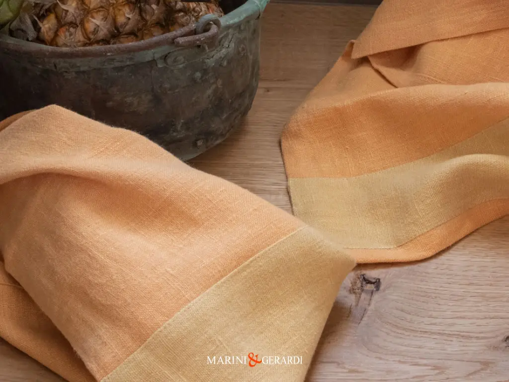 set bagno asciugamani in lino zucca