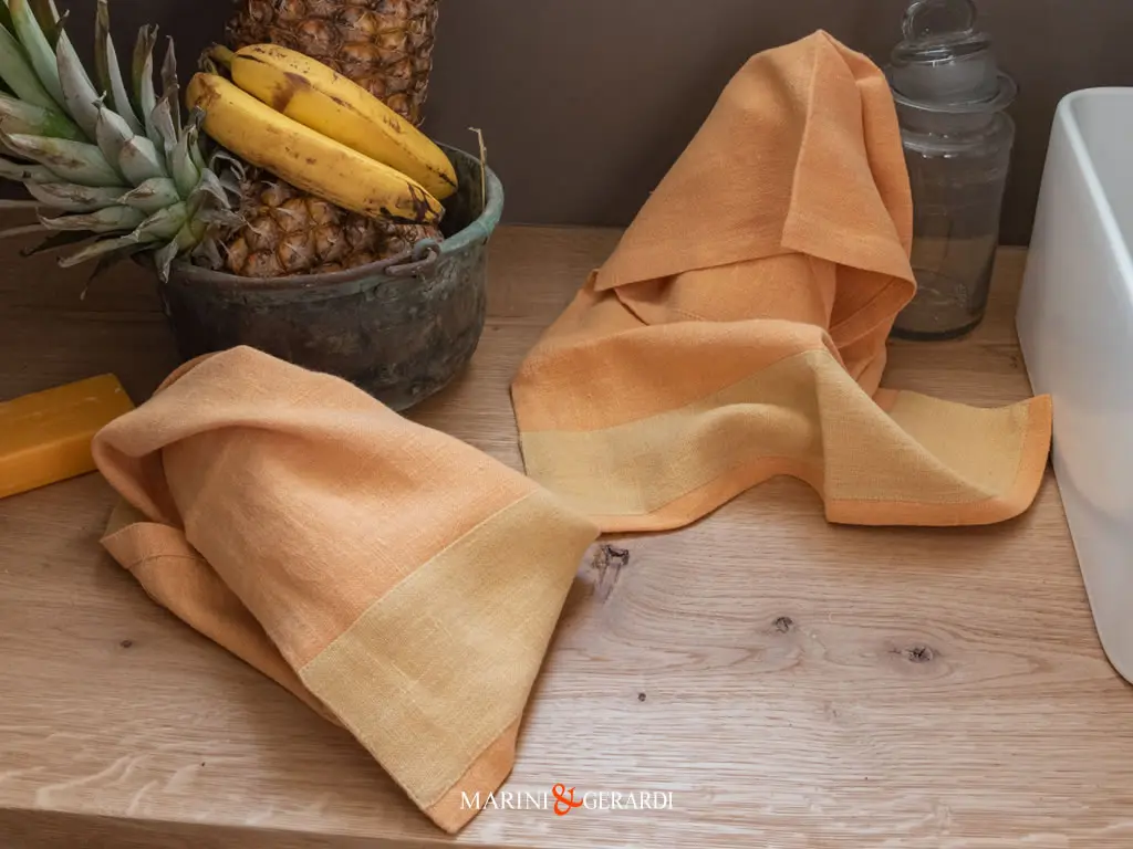 set bagno lavamani asciugamani bidet in lino zucca