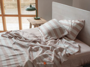 set biancheria letto lino di lusso esclusiva righe rosa