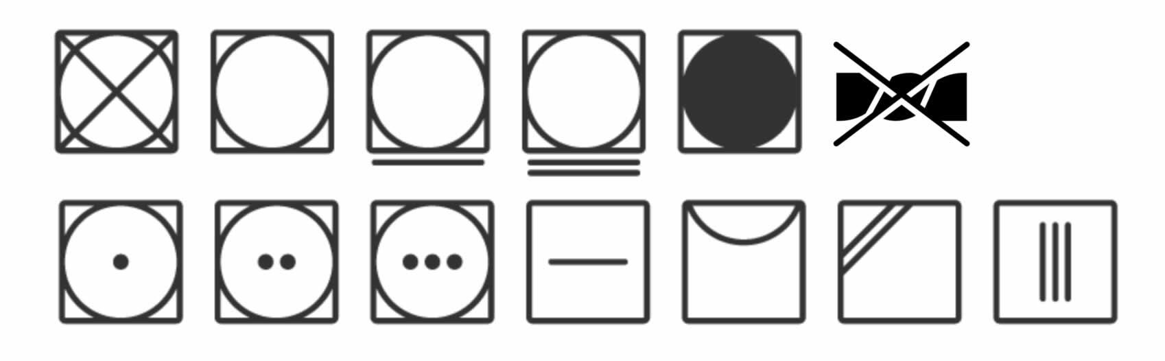 simboli etichette asciugatura meccanica manuale dei tessuti