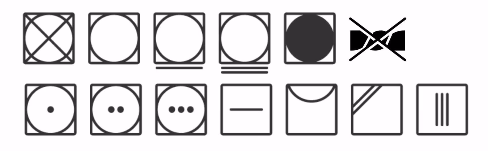 simboli etichette asciugatura meccanica manuale dei tessuti