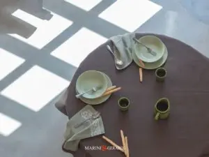 tovaglia rotonda lino su misura produzione artiginale