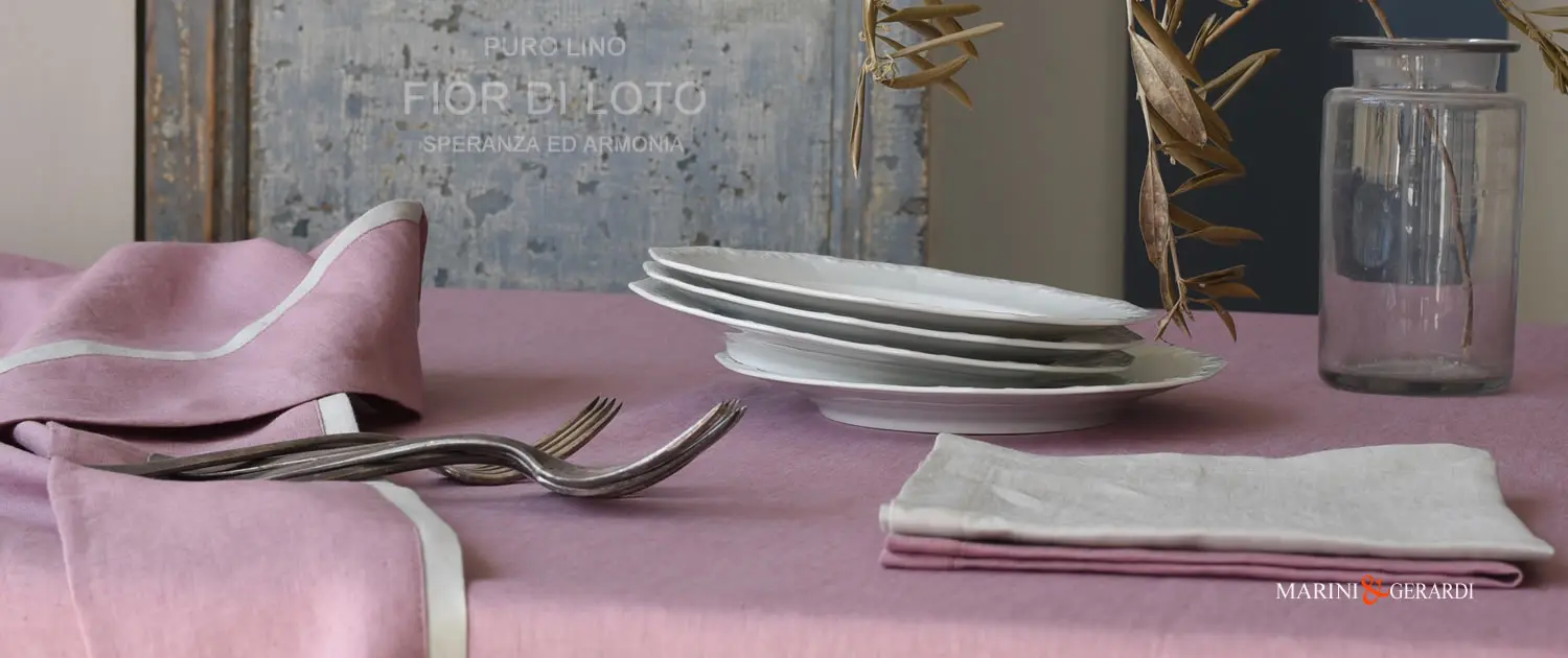 tovaglia rotonda personalizzata su misura puro lino fior di loto