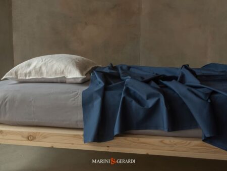 lenzuola percalle di cotone tinta unita blu navy