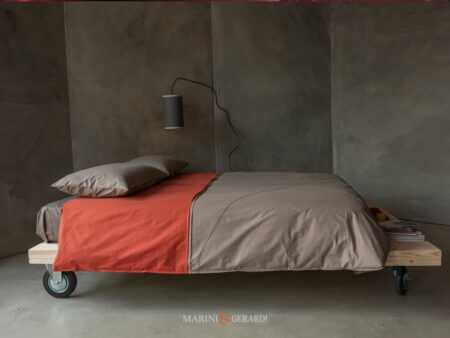 set completo lenzuola matrimoniali cotone percalle Arancio Argilla