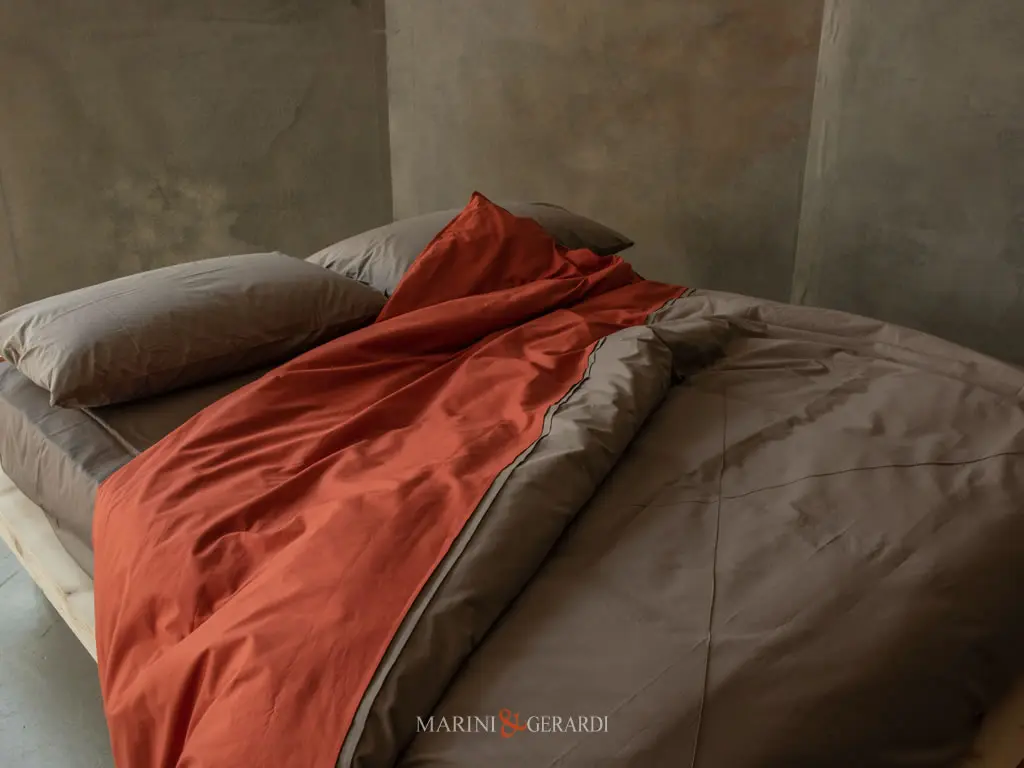 set lenzuola matrimoniali cotone percalle mattone arancio argilla