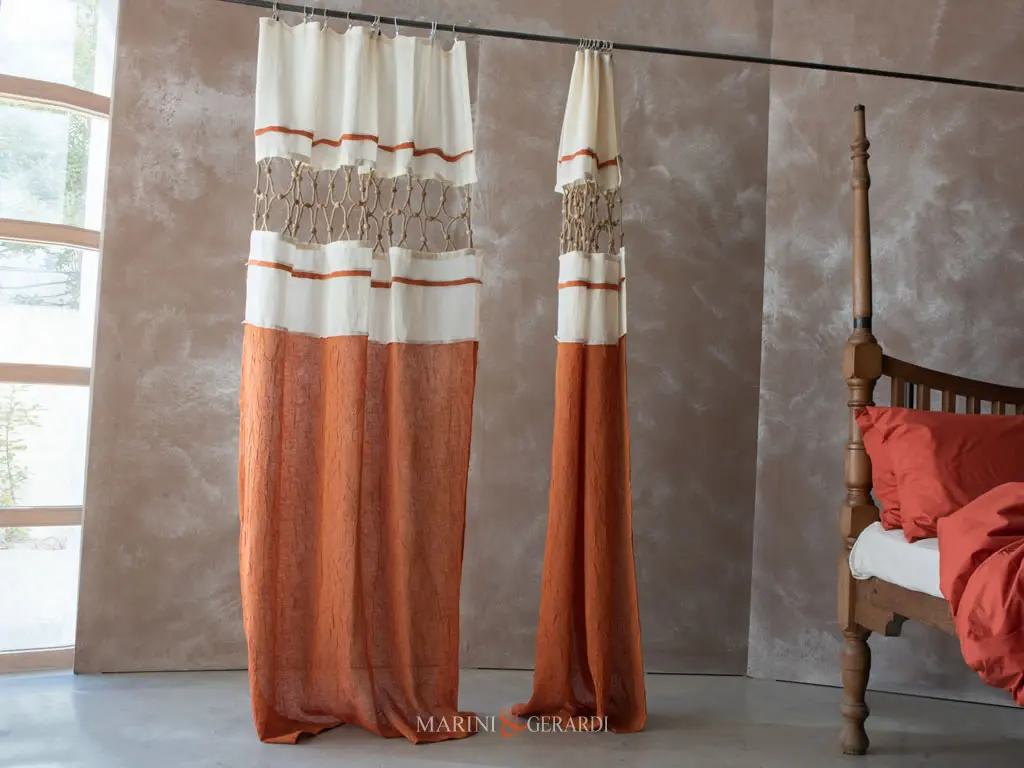 arredare con eleganza fedra tende moderne in lino arancio