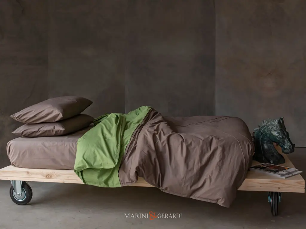 copripiumino cotone letto singolo verde giada noce design bora