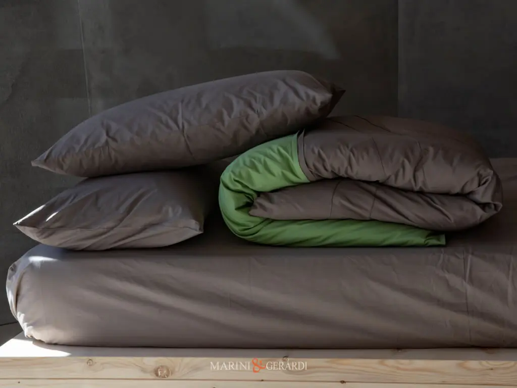 copripiumino matrimoniale percalle di qualita verde giada noce