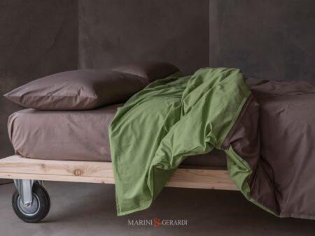 copripiumino matrimoniale percalle una piazza e mezza verde giada noce