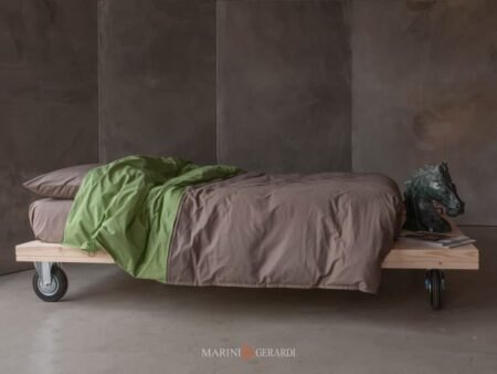 copripiumino matrimoniale percalle verde giada noce