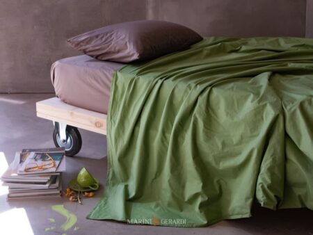 lenzuola in cotone una piazza e mezza verde giada noce