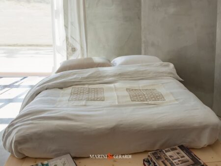 sacco piumone matrimoniale lino stropicciato con ricamo